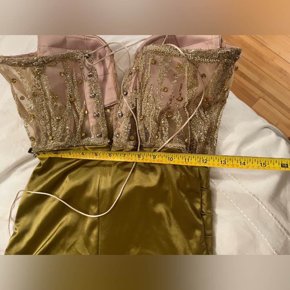 Elegant Strapless Gold Gown - Picture 9 of 13